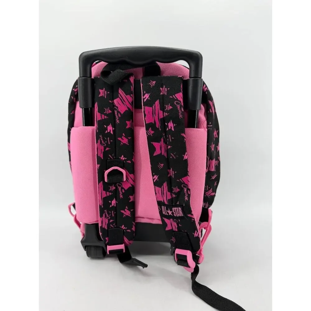 Converse All Star Black Pink Star Print Rolling Backpack Trolley School Bag